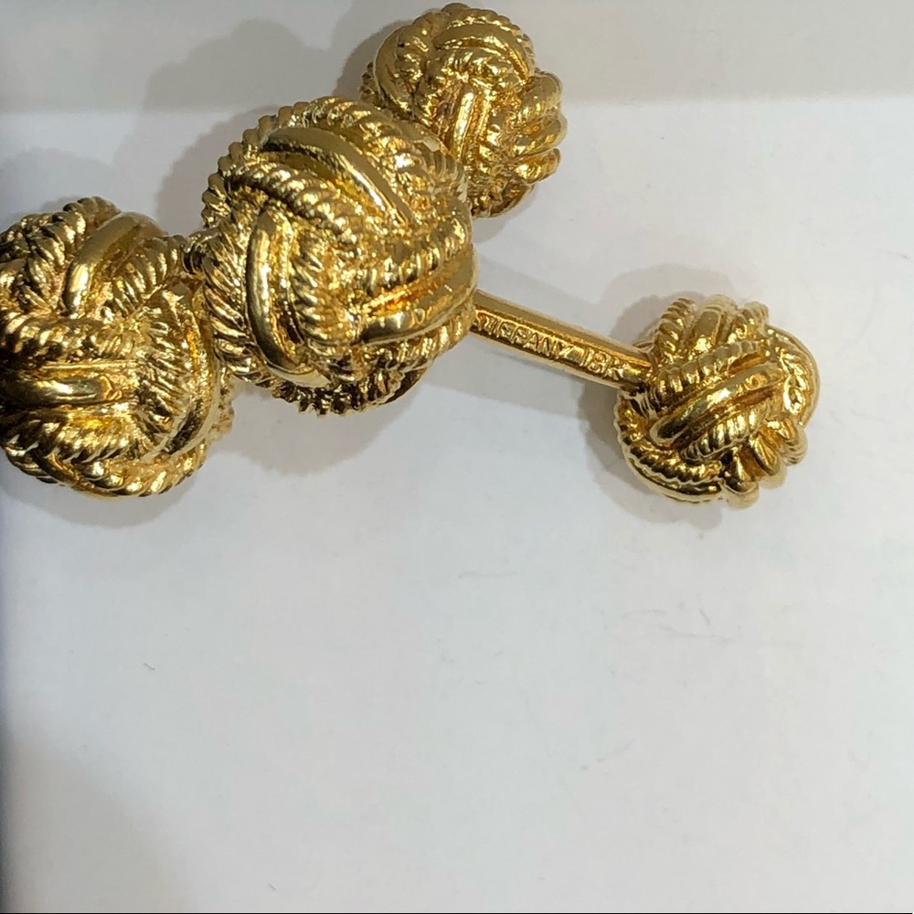 TIFFANY &CO. 18k gold “Woven Knot Cuff Links”
